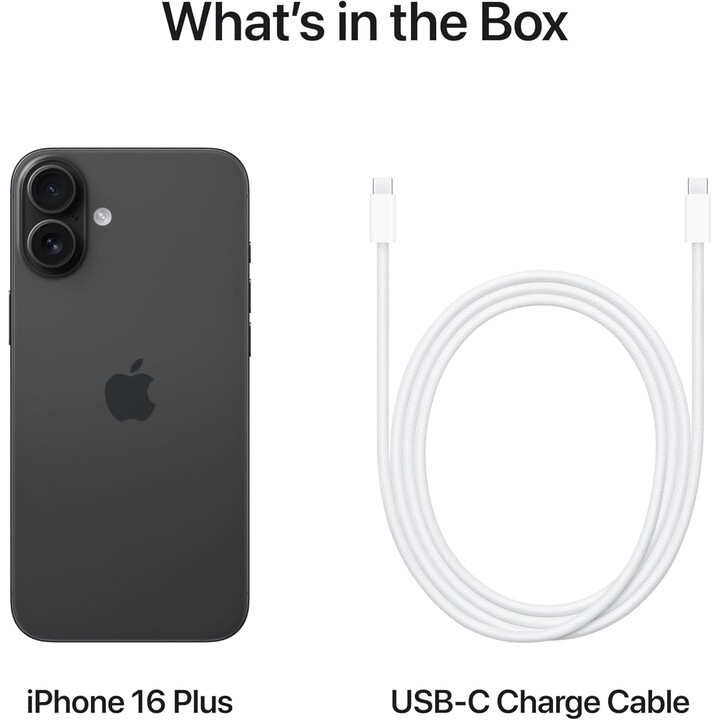 Apple iPhone 16 Plus 128GB, Teléfono móvil 5G con Apple Intelligence, Control de cámara, Chip A18, Negro