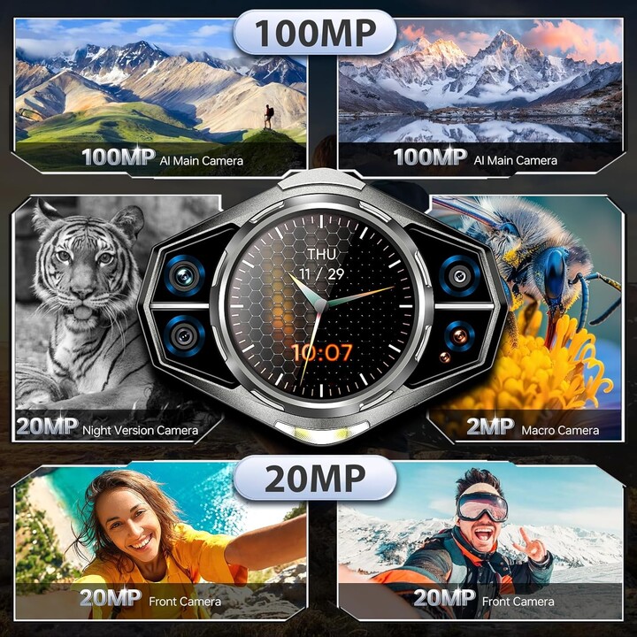 DOOGEE S200 5G 32GB 256GB, Rugged Smartphone, 10100 mAh,1.32"Rear Display, Fingerprint ID/Face Unlock/NFC, Grey