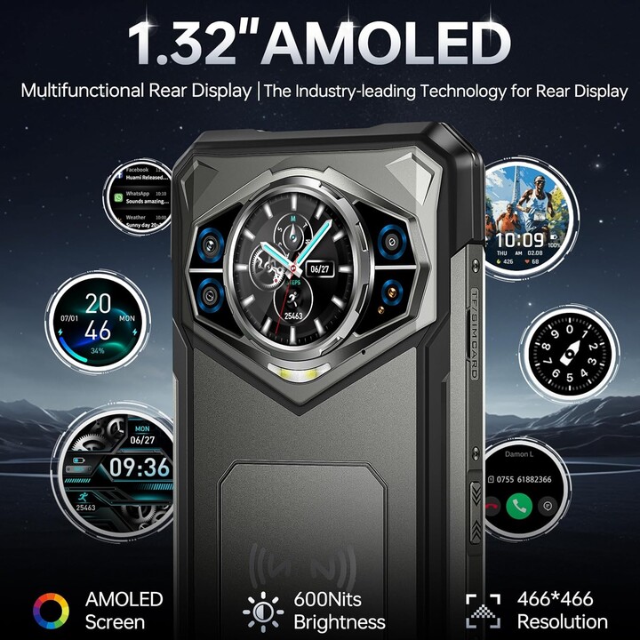 DOOGEE S200 5G 32GB 256GB, Rugged Smartphone, 10100 mAh,1.32"Rear Display, Fingerprint ID/Face Unlock/NFC, Grey