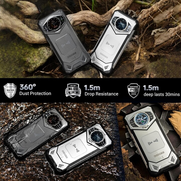 DOOGEE S200 5G 32GB 256GB, Rugged Smartphone, 10100 mAh,1.32"Rear Display, Fingerprint ID/Face Unlock/NFC, Grey