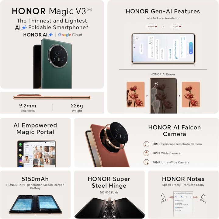 Honor Magic V3 5G Dual Sim 12GB RAM 512GB - Green