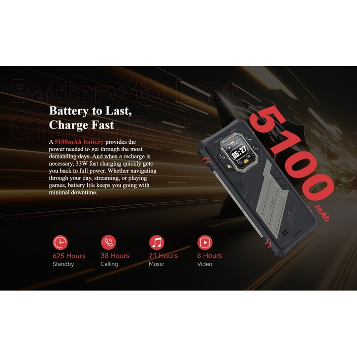 CUBOT Kingkong Star 2, Android 14 Rugged Mobile Phone, 24GB(12+12) RAM + 256GB, 100MP Camera, Black