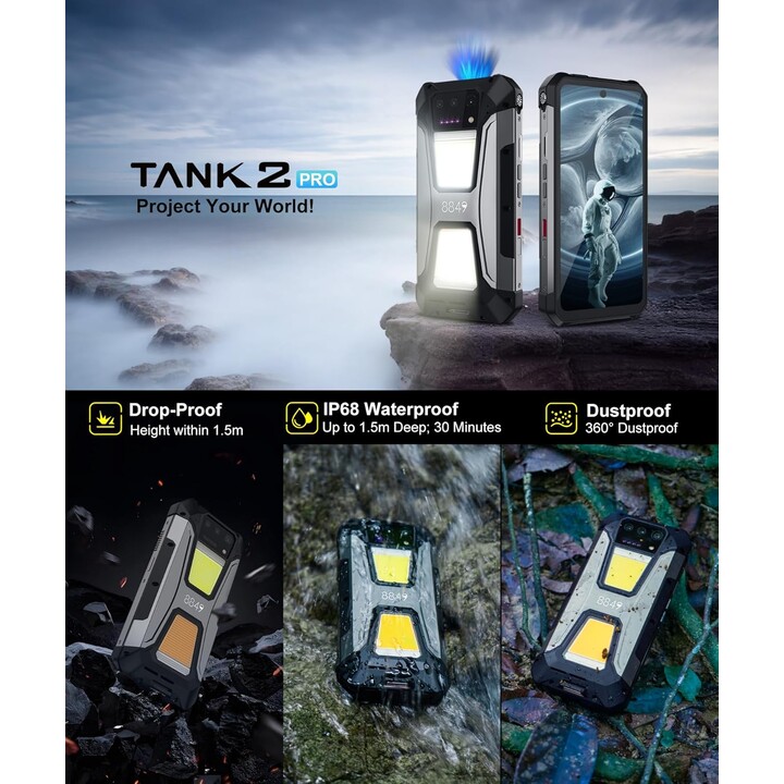 Unihertz 8849 Tank 2 Pro Proiettore 12GB/512GB - Telefono cellulare robusto