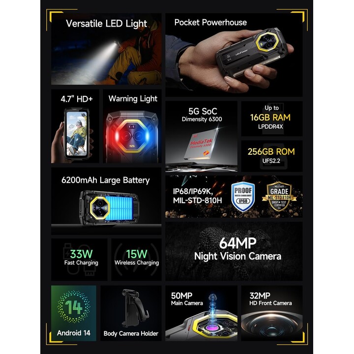 Ulefone Armor Mini 20 Pro 5G 8GB 256GB Dual Sim Negro