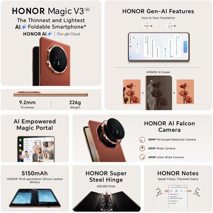 Honor Magic V3 5G Dual Sim 12GB RAM 512GB - Marrón