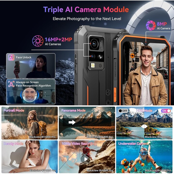 Blackview BV4800 Pro 6.56 Inch 4GB 128GB 8 Megapixels Dual Sim Black Rugged