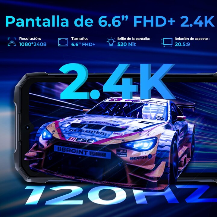 Hotwav Hyper 7 Pro 5G con SoC Dimensity 7050 16GB 256GB pantalla FHD+ 120Hz Dual Sim Rojo Rugged