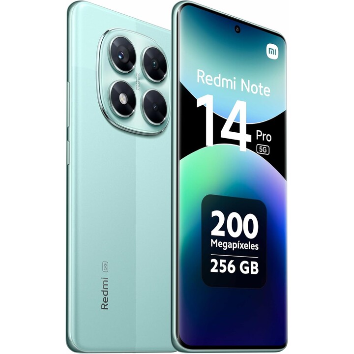 Xiaomi Redmi Note 14 Pro 5G, 8+256GB, Cámara AI de 200MP, Batería de 5110mAh, Funciones AI, Verde