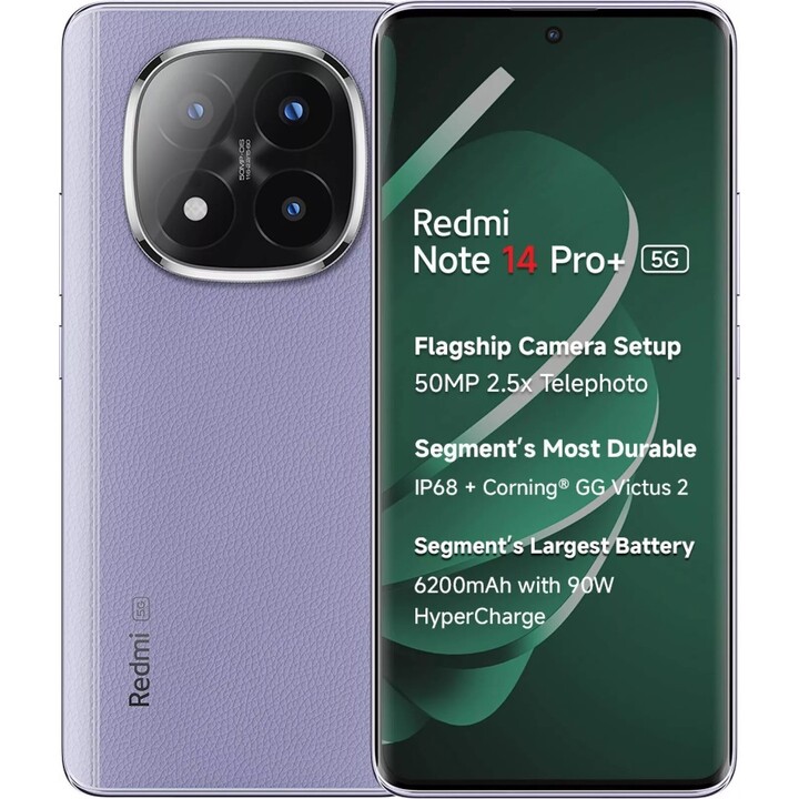 Xiaomi Redmi Note 14 Pro Plus 5G, 8+256GB, 200MP AI camera, 120W HyperCharge, AI features, Purple