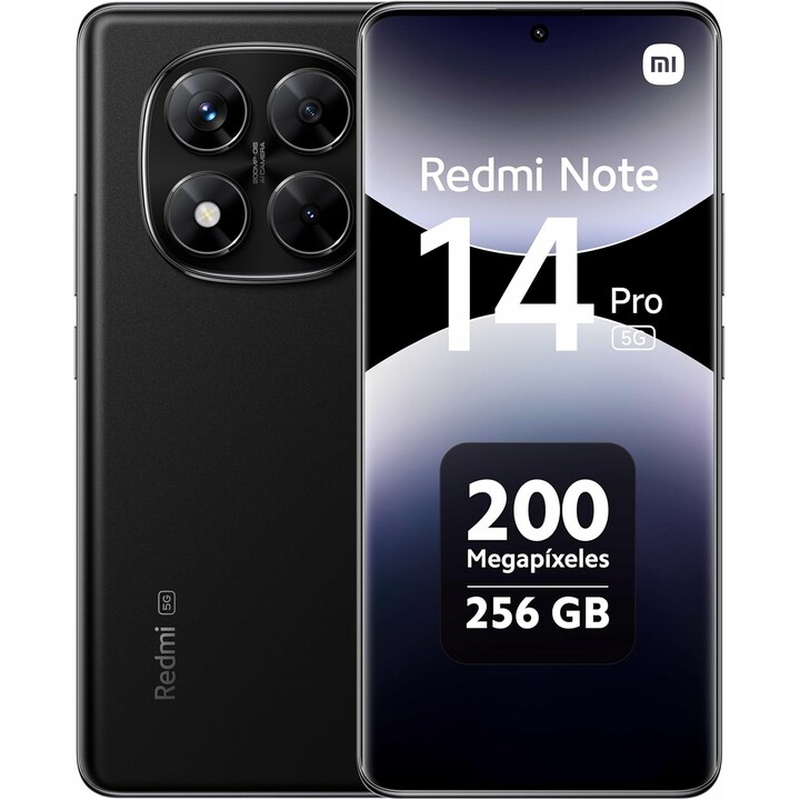 Xiaomi Redmi Note 14 Pro 5G, 8 + 256 GB, câmera AI de 200 MP, bateria de 5110 mAh, recursos AI, preto