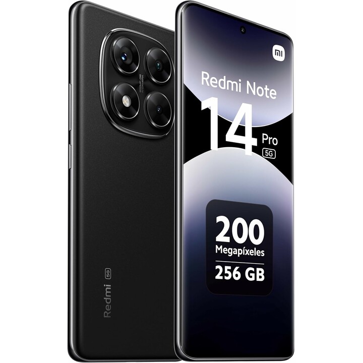Smartphone Xiaomi Redmi Note 14 Pro 5G, 8+256 GB, 200 MP AI-Kamera, 5110 mAh Akku, AI-Funktionen, Schwarz