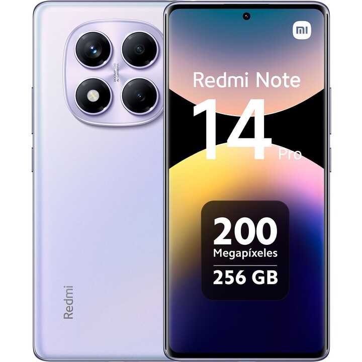 Xiaomi Redmi Note 14 Pro, Smartphone 4G 8+256GB, 50 Millones de Píxeles, Función NFC, Morado