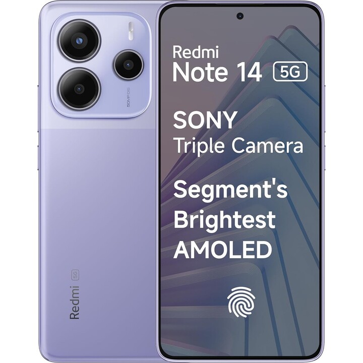 Xiaomi Redmi Note 14 5G, 6+128GB, 108MP AI camera system, 5500mAh battery, AI features, Purple
