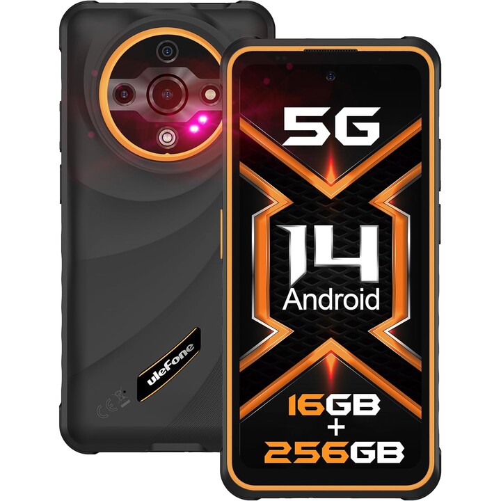 Ulefone Armor X31 Pro 5G, Rugged Phone, 16GB+256GB, Android 14, 6.56, 120Hz, 64MP+25MP+16MP Camera, 6050mAh, Orange