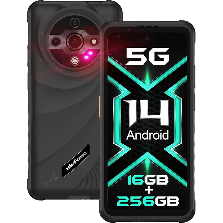 Ulefone Armor X31 Pro 5G, teléfono resistente, 16GB+256GB, Android 14, 6.56, 120Hz, 64MP+25MP+16MP cámara, 6050 mAh, negro