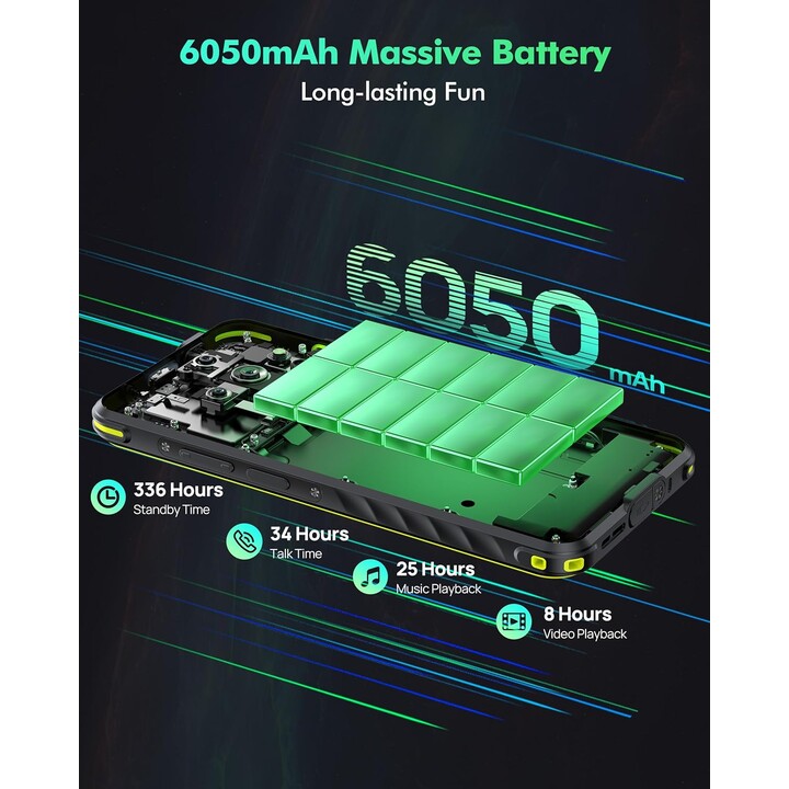 Ulefone Armor X31 Pro 5G, teléfono resistente, 16GB+256GB, Android 14, 6.56, 120Hz, 64MP+25MP+16MP cámara, 6050 mAh, negro