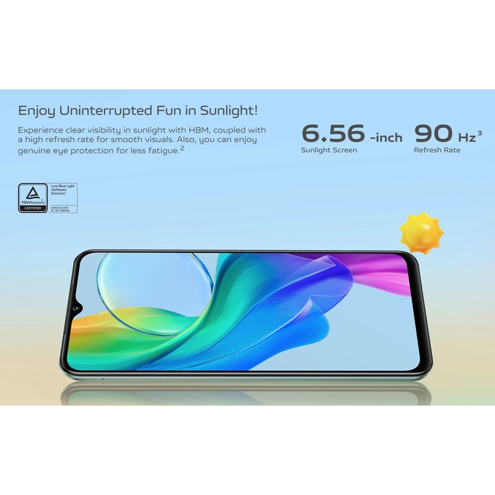 Vivo Y03, 4GB 128GB, 6.56 LCD Smartphone, Mediatek Helio G85, 5000mAh, Gem Green
