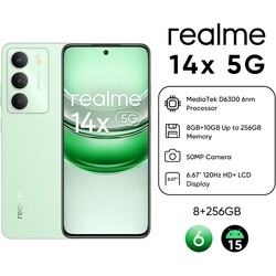 Realme 14x 5G Smartphone, 8+256GB, pantalla de confort de 120Hz