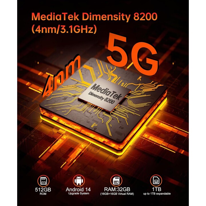 Unihertz 8849 Tank 3S 16GB/512GB Nero - Telefono cellulare