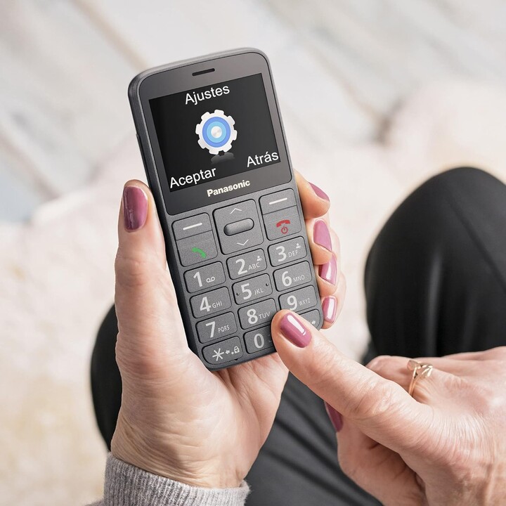 Panasonic KX-TU160EXB, botón SOS, llaves de retroiluminación grandes, compatibilidad de audífonos, Bluetooth, negro
