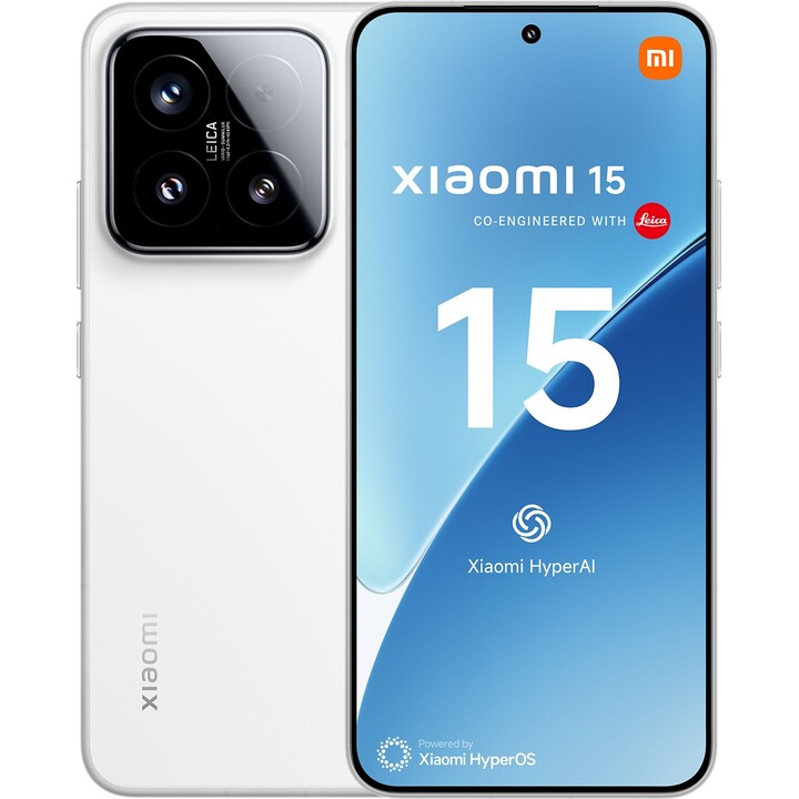 Xiaomi 15, 5G Smartphone, 12+256GB, 50MP Leica camera, 5240mAh battery, 90W HyperCharge, HyperAI, White