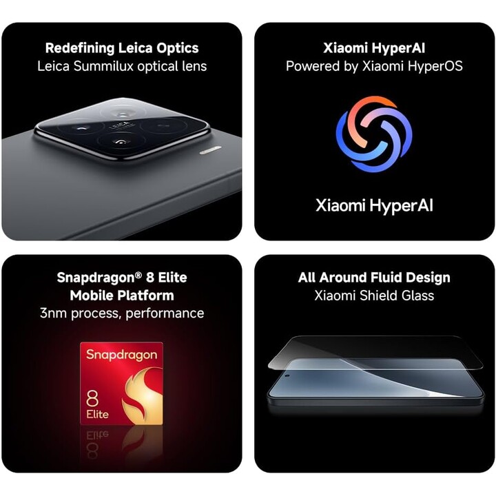 Xiaomi 15, 5G Smartphone, 12+256GB, 50MP Leica camera, 5240mAh battery, 90W HyperCharge, HyperAI, White