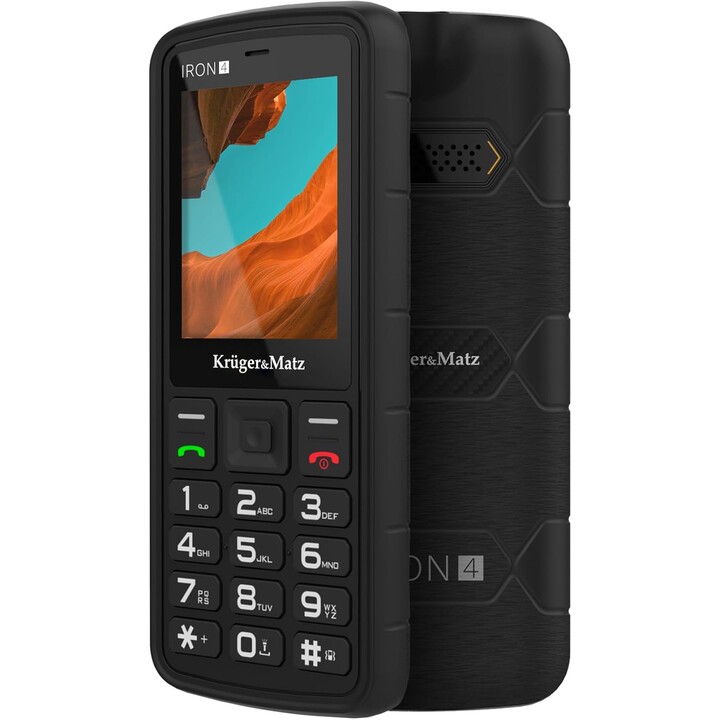 Kruger&Matz IRON 4, 4G Phone, 48MB RAM 128MB, IP68/IP69K, KM0467, Black