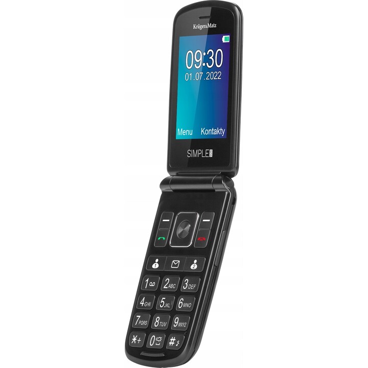 Kruger & Matz Simple 92, telefone GSM para idosos, preto