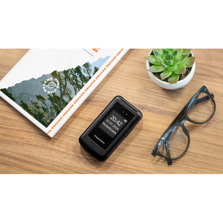 Kruger&Matz Simple 931, 4G SENIOR PHONE, Flip, 2 Screens, Loud, SOS, Black