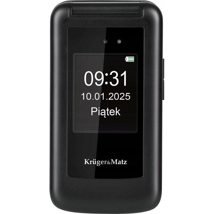 Kruger&Matz Simple 931, 4G SENIOR PHONE, Flip, 2 Screens, Loud, SOS, Black