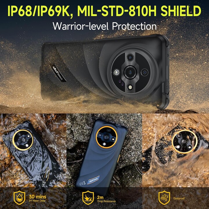 Ulefone Armor X31 Pro 5G, Rugged Phone, 16GB+256GB, Android 14, 6.56, 120Hz, 64MP+25MP+16MP Camera, 6050mAh, Green