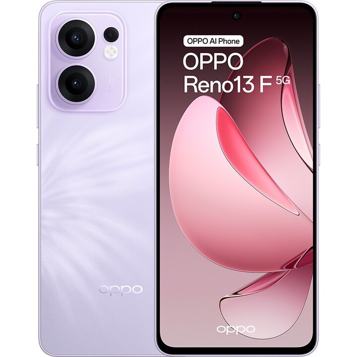 Oppo Reno13 F 5G, 8 + 256 Go, smartphone avec IA, 6,67 écran AMOLED, violet