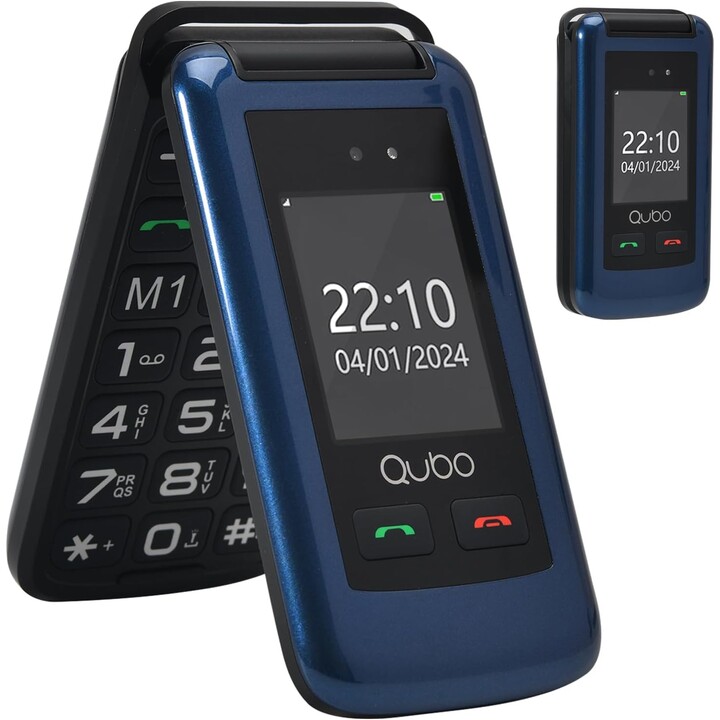 Teléfono Móvil Qubo X-247 4G para Personas Mayores/ Negro y Azul