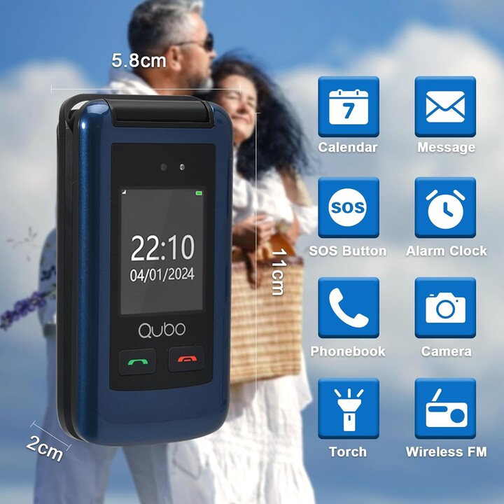 Teléfono Móvil Qubo X-247 4G para Personas Mayores/ Negro y Azul