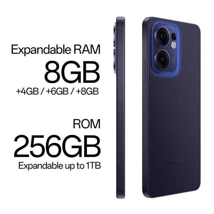 Oppo Reno13 F 110010234969 Smartphone 5G com IA, 8 GB de RAM, 256 GB, ecrã AMOLED de 6,67 polegadas, azul