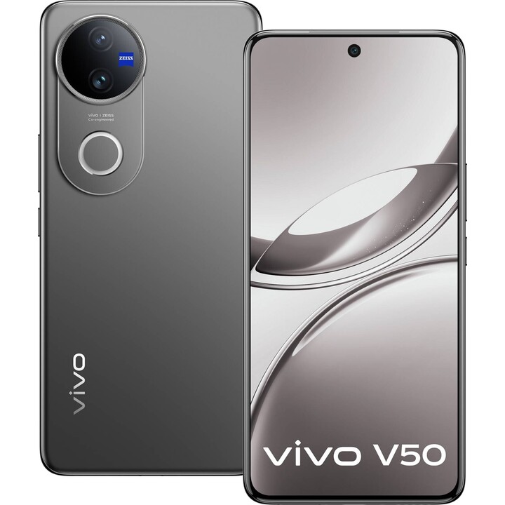 Vivo V50 5G, 12+12 GB RAM, 512 GB, Zeiss 50+50 MP Professionelle Kamera, 4K -Video, 90 -W -Blitzladung, 6,77 Amoled, IP69, Schwa
