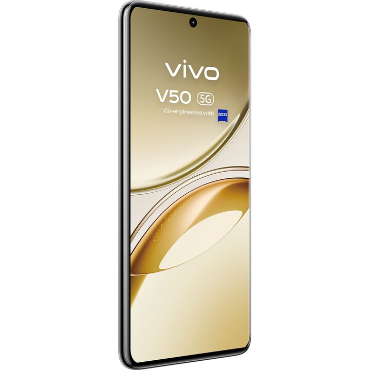 Vivo V50 5G, 12+12 GB RAM, 512 GB, Zeiss 50+50 MP Professionelle Kamera, 4K -Video, 90 -W -Blitzladung, 6,77 Amoled, IP69, Schwa