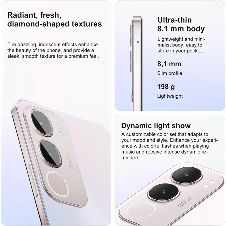 Vivo Y19S, 6+6GB RAM, 128GB ROM, SIM dual, 50MP, 6.68 Pantalla Super Bright, 5150mAh, 44W FlashCharge, IP64, Negro