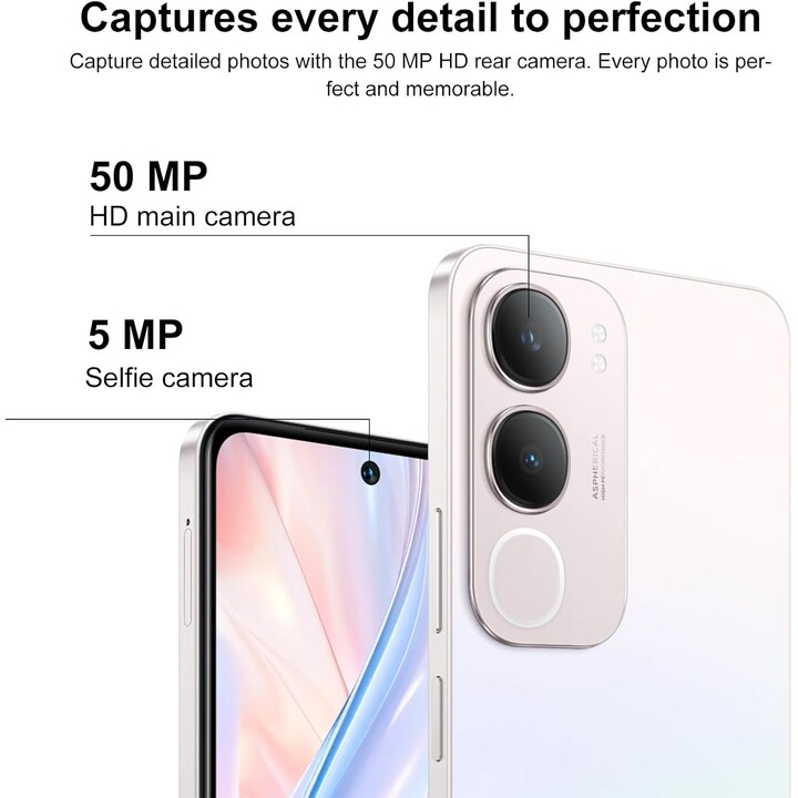Vivo Y19s, 8+8GB RAM, 256GB ROM, Dual SIM, 50MP, 6.68 Super Bright Screen, 5150mAh, 44W FlashCharge, IP64, Silver