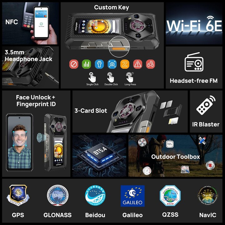 Ulefone Armor 30 Pro 5G, 32GB+512GB, 6.95 inch FHD 120Hz + 3.4 inch Display, 12800mAh 66W, 50MP+50MP+64MP+32MP