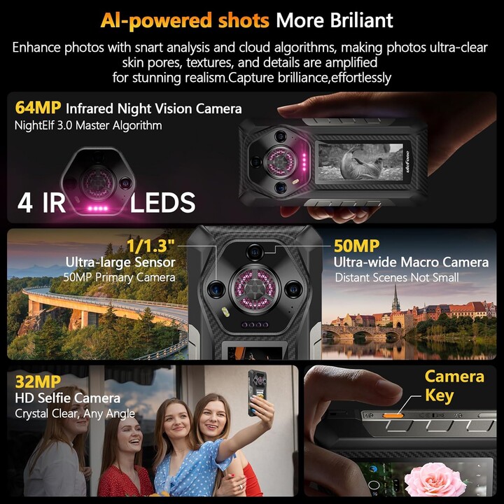 Ulefone Armor 30 Pro 5G, 32GB+512GB, 6.95 inch FHD 120Hz + 3.4 inch Display, 12800mAh 66W, 50MP+50MP+64MP+32MP
