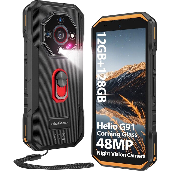Smartphone Ulefone Armor X32, 12 GB + 128GB/2TB, 48MP + 20MP, visione notturna, 5,65 pollici, 5500 mAh IP68, NFC, Orange