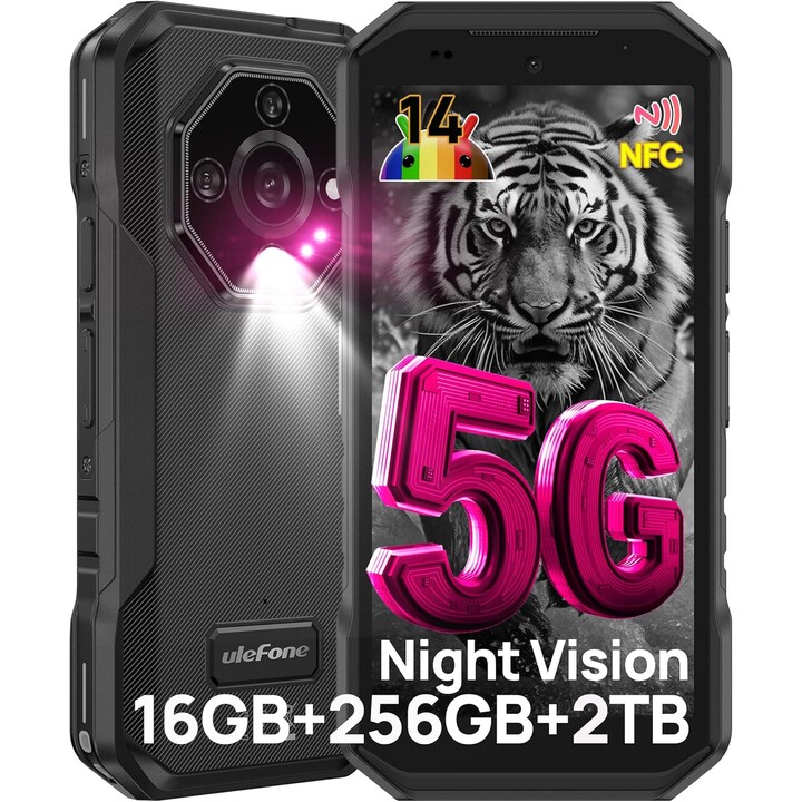 Ulefone Armor X32 Pro, 16GB+256GB/SD-2TB, teléfono inteligente 5G, 64MP+16MP+25MP cámara, 5.65 pulgadas, 5500mAh, NFC, negro