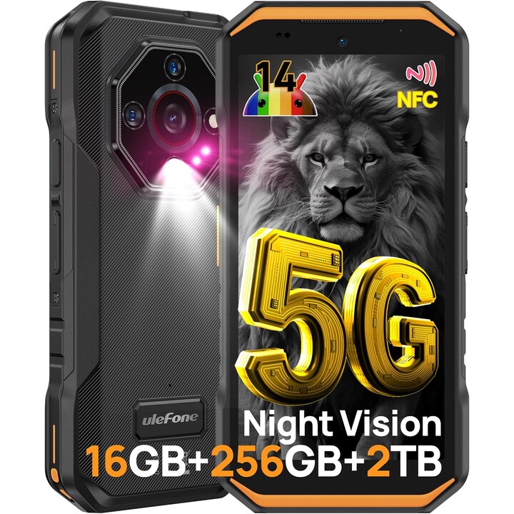 Ulefone Armor X32 Pro, 16GB+256GB/SD-2TB, smartphone 5G, 64 MP+16 MP+25 MP Camera, 5,65 pollici, 5500MAH, NFC, Orange