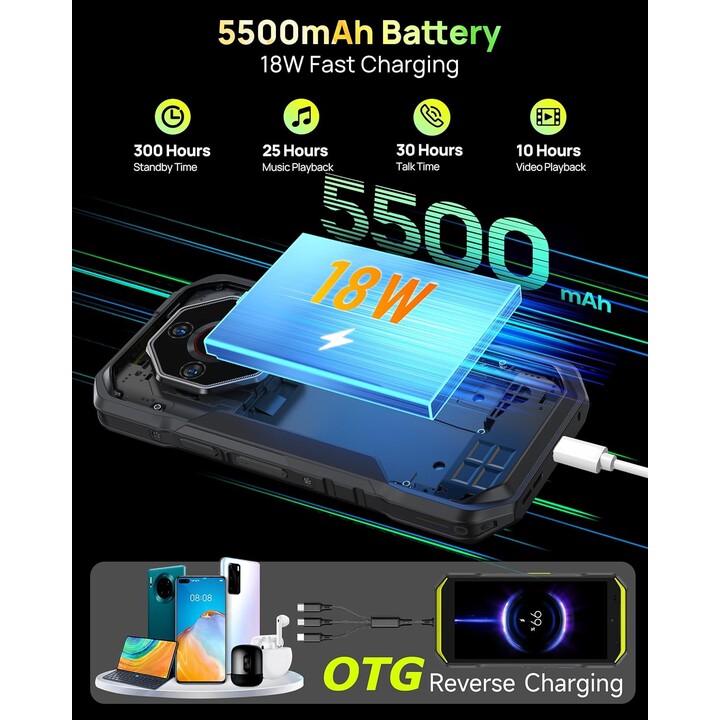 Ulefone Armor X32 Pro, 16GB+256GB/SD-2TB, smartphone 5G, 64 MP+16 MP+25 MP Camera, 5,65 pollici, 5500MAH, NFC, Orange
