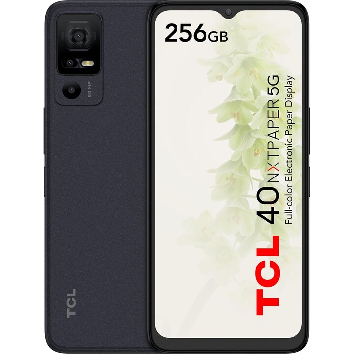 TCL 40 NXTPaper 5G, 12 GB (6+6) 256GB, SIM dual, 6.6 Pantalla 90Hz, cámara de 50mp, 5000 mAh, Android 13, negro