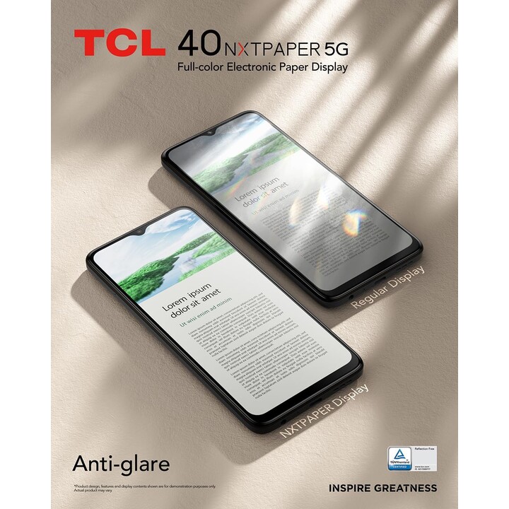TCL 40 NXTPaper 5G, 12 GB (6+6) 256GB, SIM dual, 6.6 Pantalla 90Hz, cámara de 50mp, 5000 mAh, Android 13, negro