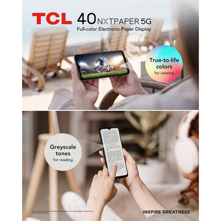 TCL 40 NXTPaper 5G, 12 GB (6+6) 256GB, SIM dual, 6.6 Pantalla 90Hz, cámara de 50mp, 5000 mAh, Android 13, negro