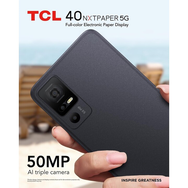 TCL 40 NXTPaper 5G, 12 GB (6+6) 256GB, SIM dual, 6.6 Pantalla 90Hz, cámara de 50mp, 5000 mAh, Android 13, negro