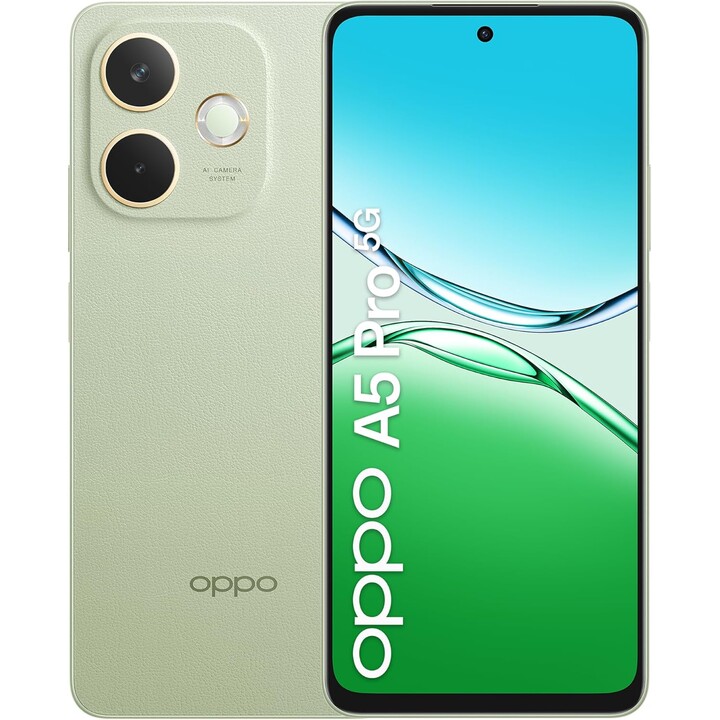 Smartphone Oppo A5 Pro 5G, 8GB 256GB, MKT 6300, 6,67 Ecrã 120Hz, 50MP AI, 5800mAh, verde